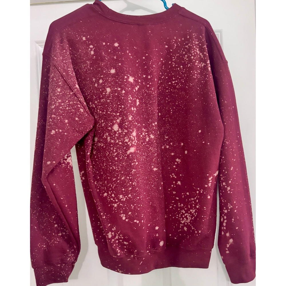Gildan Maroon and Bleach-Splatter LV Logo Sweatshirt - Picture 2 of 5